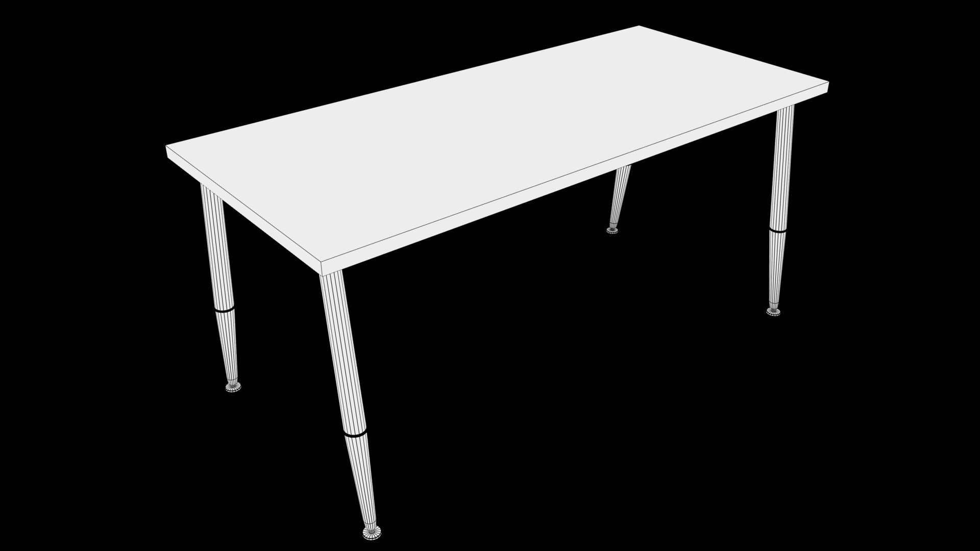 table wooden with metal legs Low-poly 3D model_6