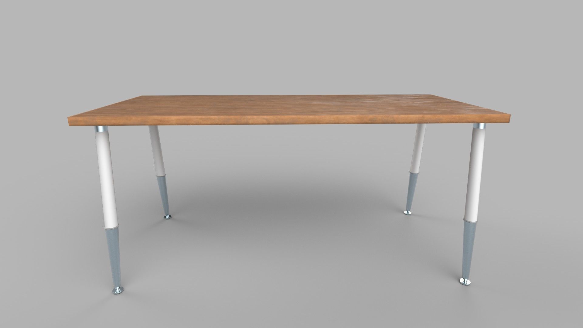 table wooden with metal legs Low-poly 3D model_3
