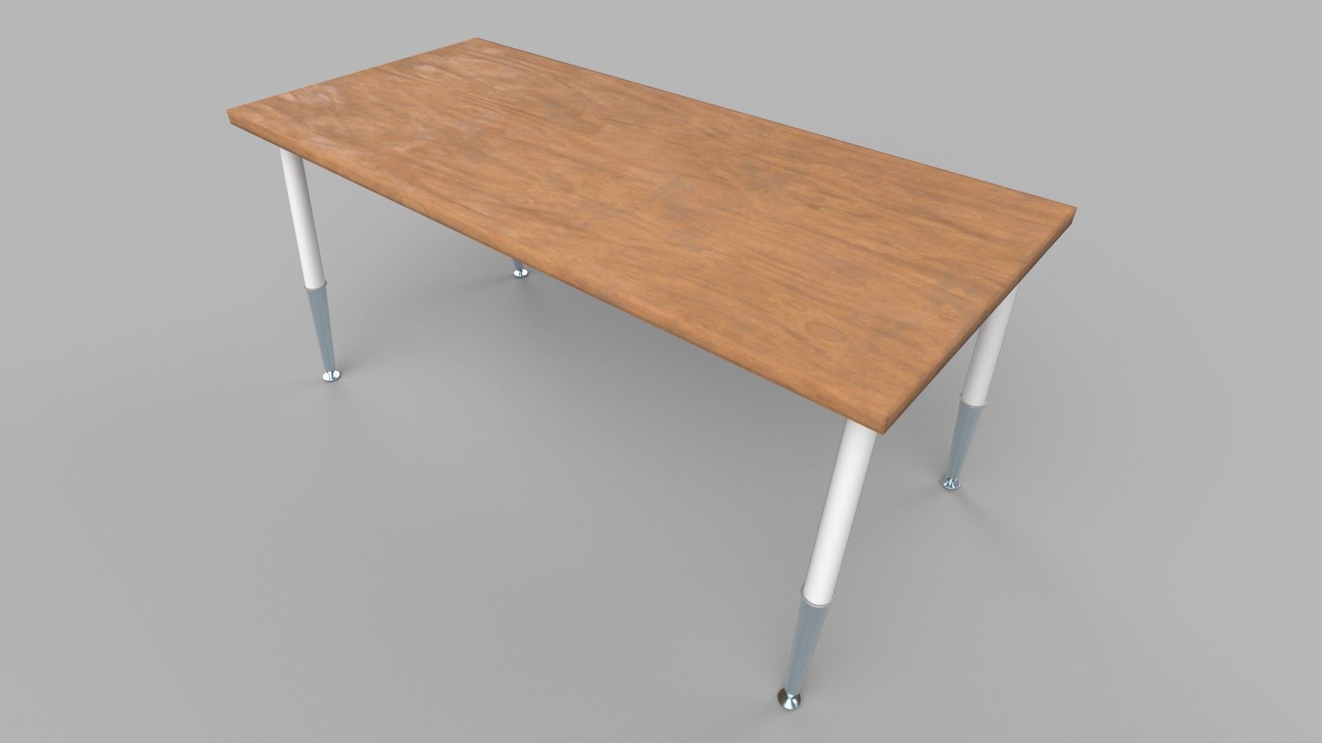 table wooden with metal legs Low-poly 3D model_2