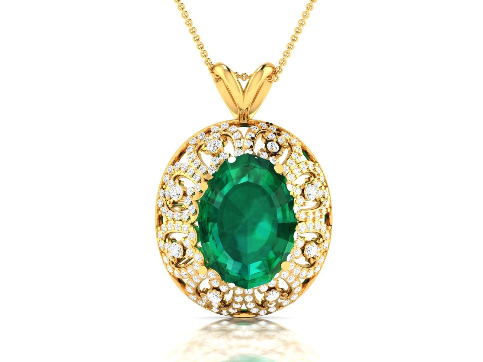 Solitaire Women Oval Diamond Pendants  3D print model_3