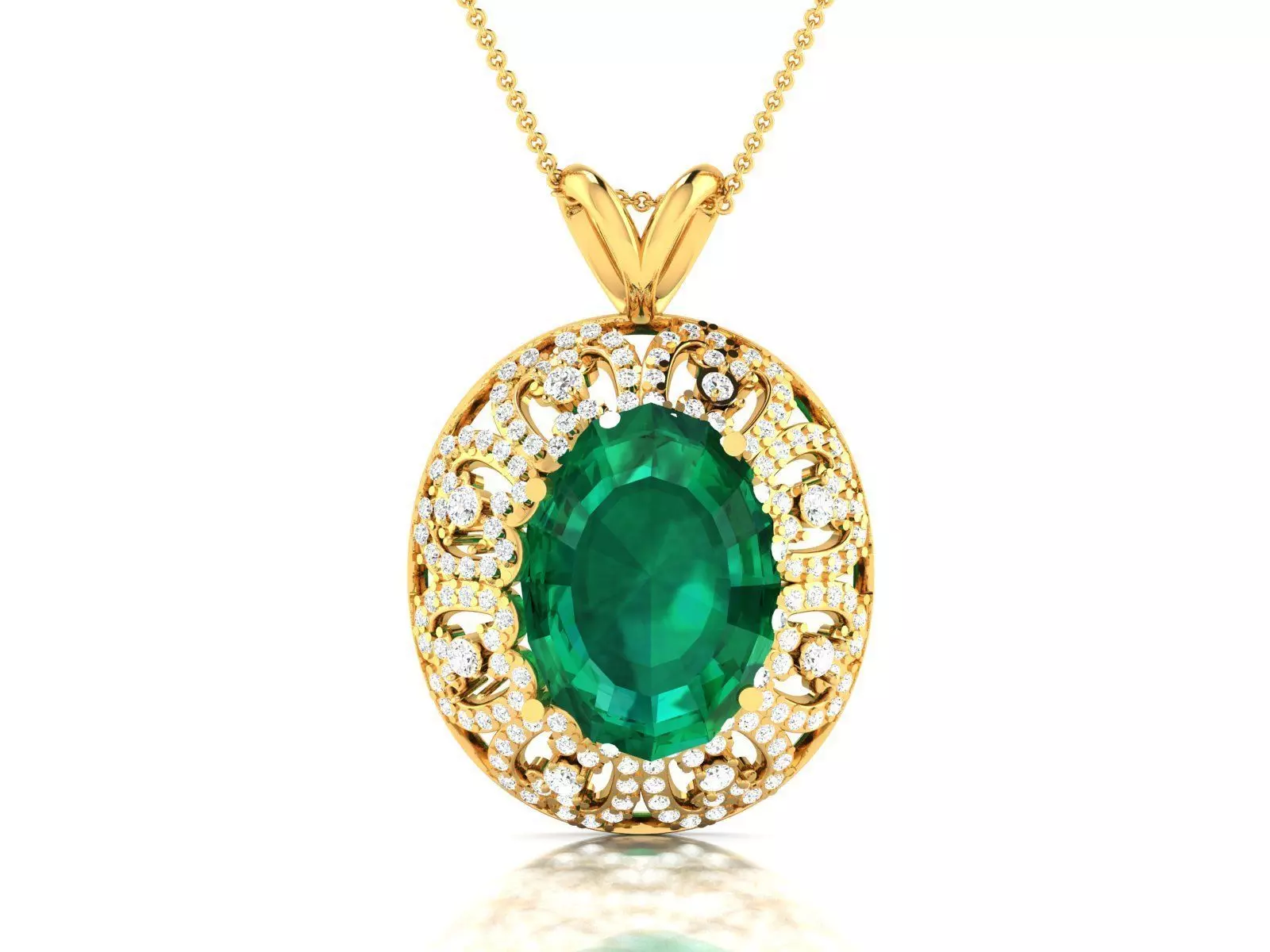 Solitaire Women Oval Diamond Pendants  3D print model_0