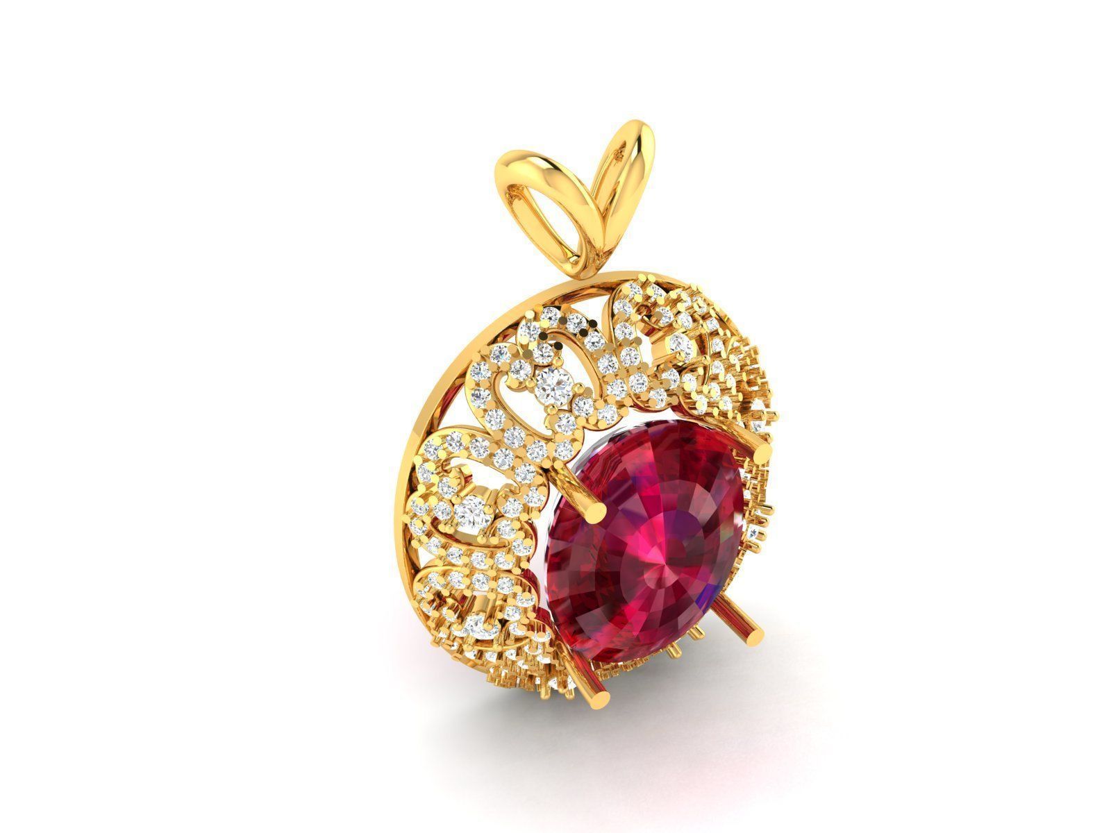 Solitaire Women Oval Diamond Pendants  3D print model_7