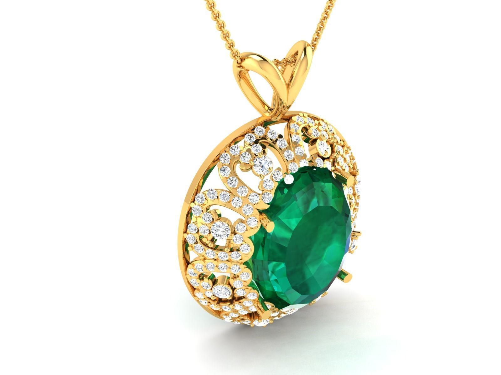 Solitaire Women Oval Diamond Pendants  3D print model_1