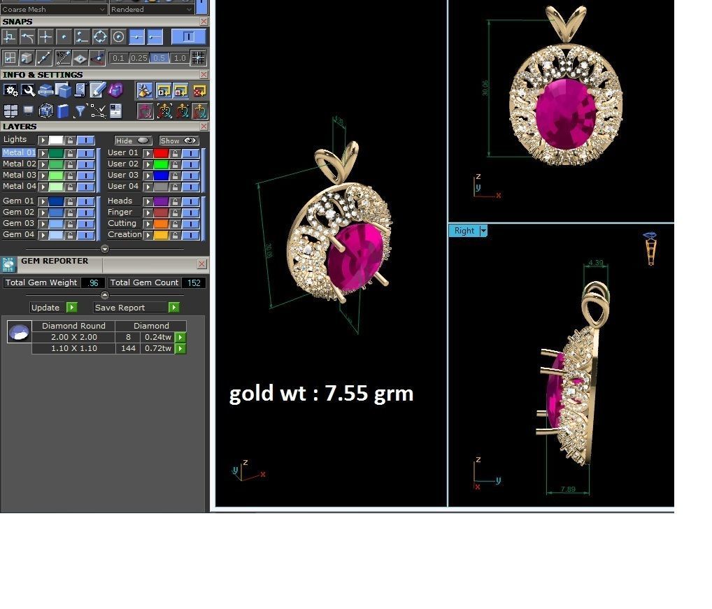 Solitaire Women Oval Diamond Pendants  3D print model_6