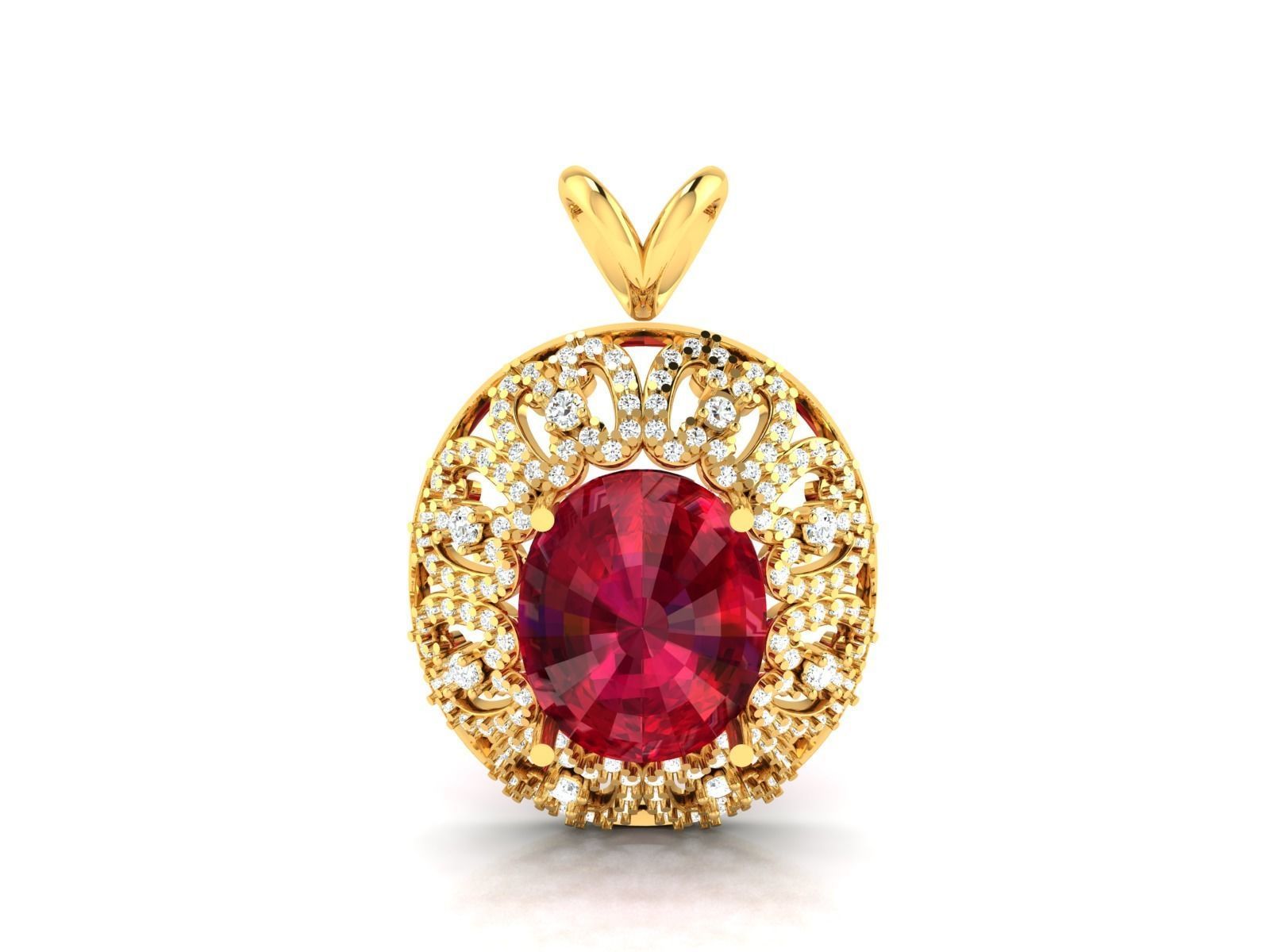 Solitaire Women Oval Diamond Pendants  3D print model_10