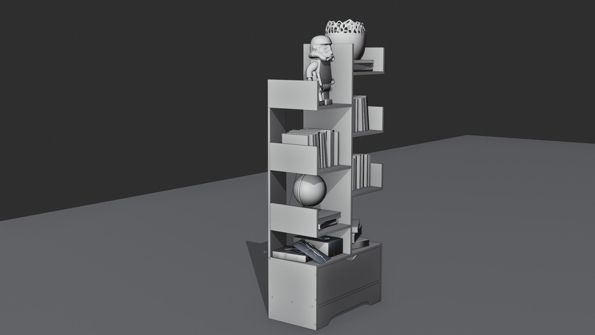 book shelf Free low-poly 3D model_11