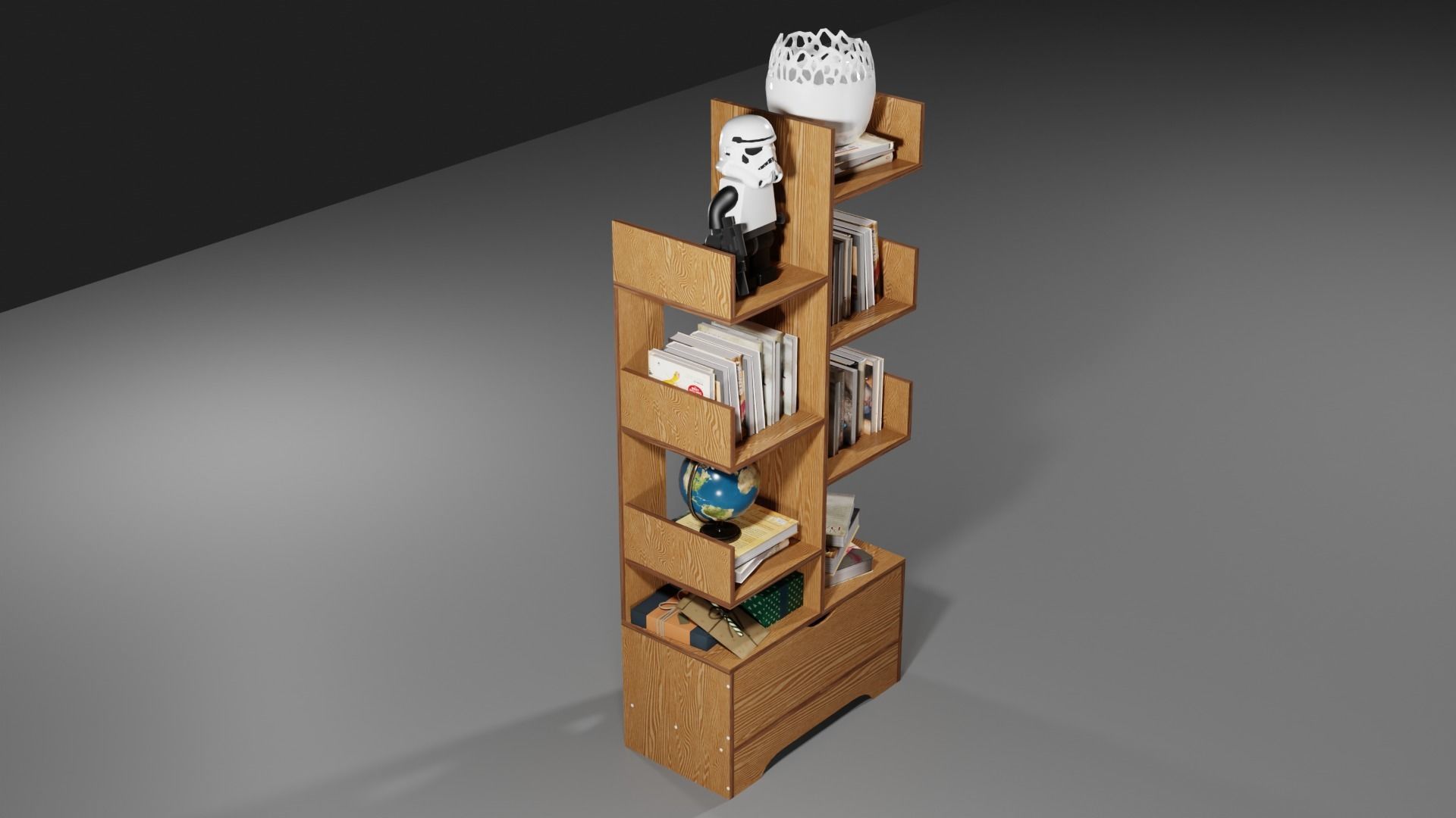 book shelf Free low-poly 3D model_5