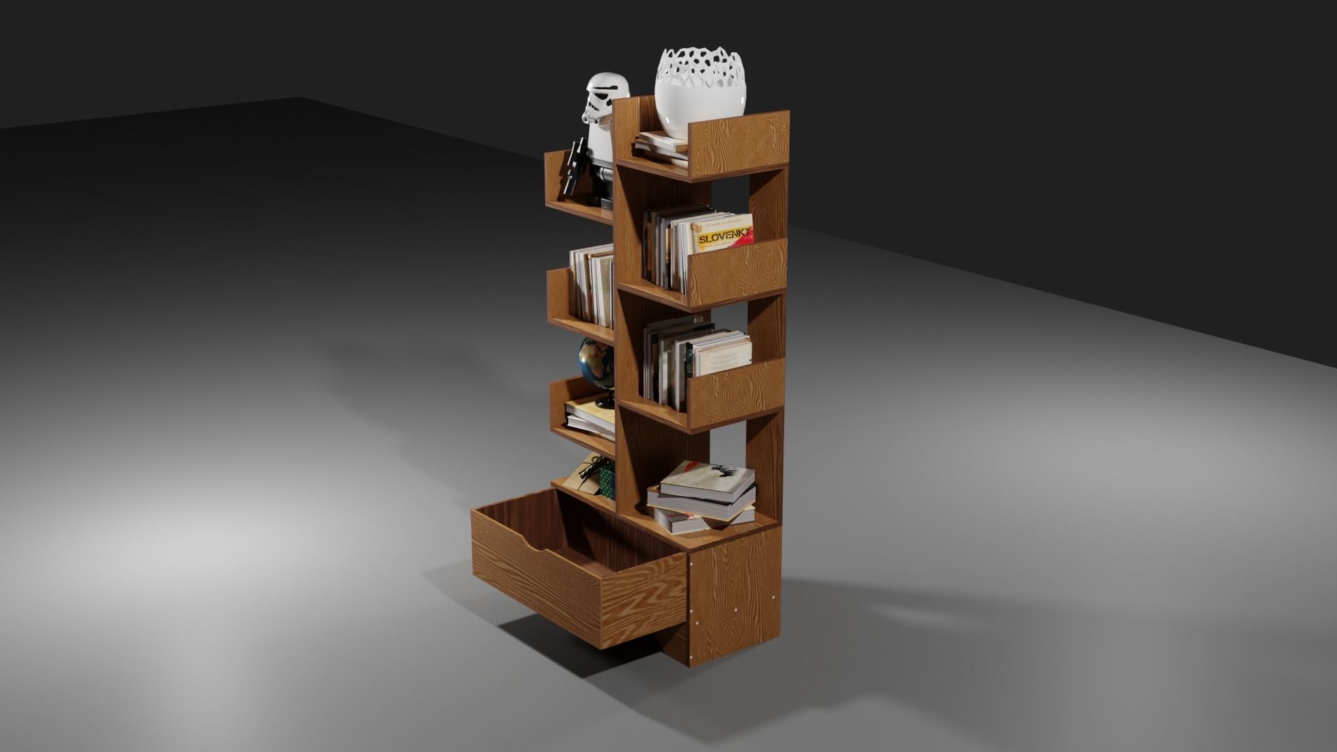 book shelf Free low-poly 3D model_3