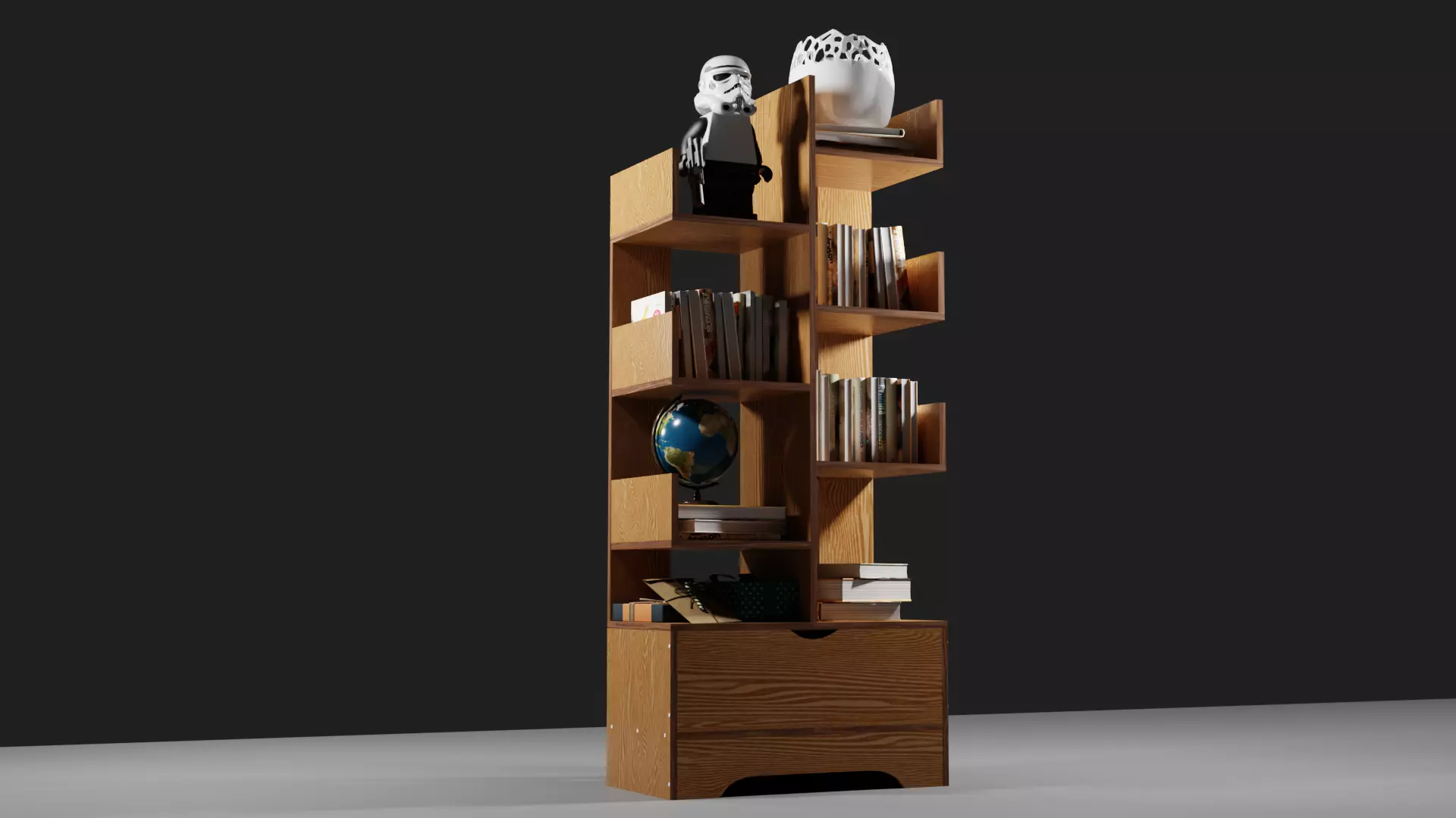 book shelf Free low-poly 3D model_0