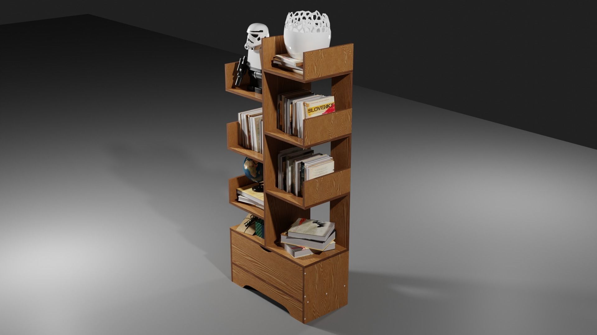 book shelf Free low-poly 3D model_4