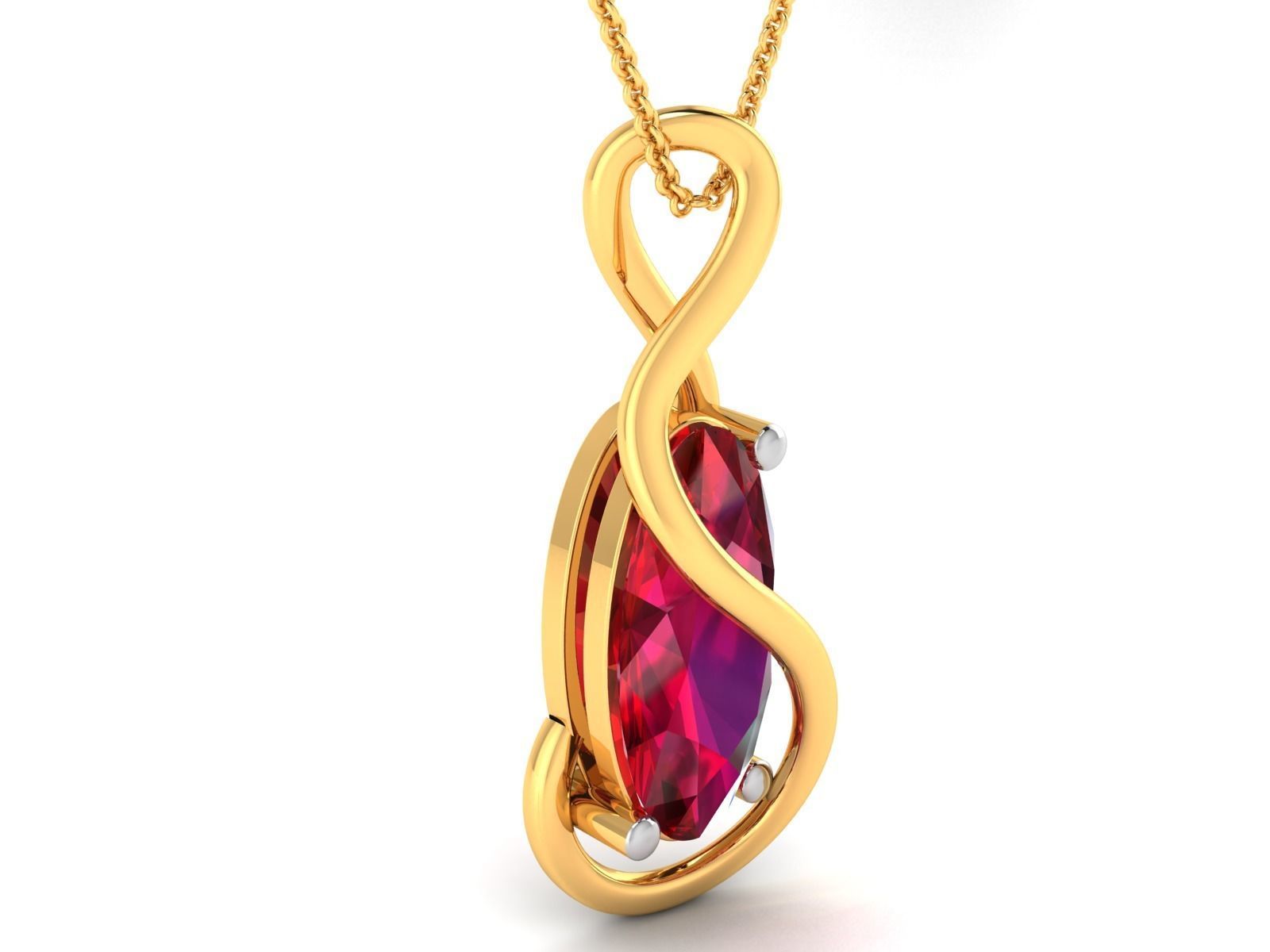 Solitaire Women Oval Diamond Pendants  3D print model_2