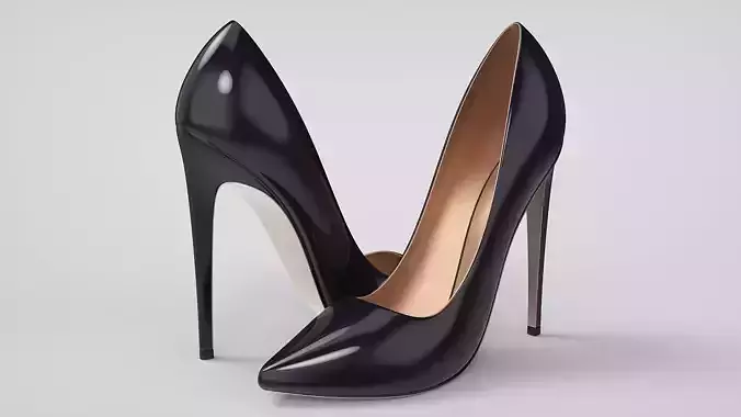 Beautiful Classic Pointed Toe High Heel Stilettos 3D model