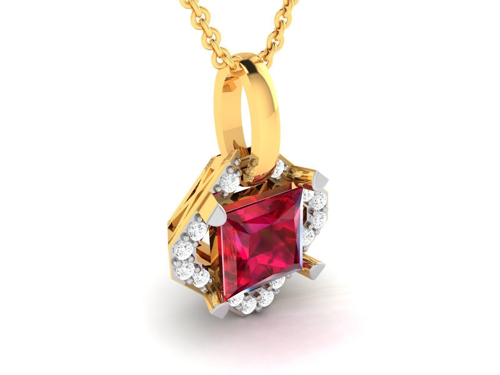 Solitaire Women Princess Stone Pendants 3D print model_1