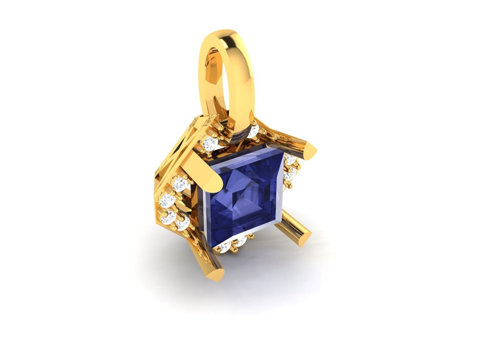 Solitaire Women Princess Stone Pendants 3D print model_4