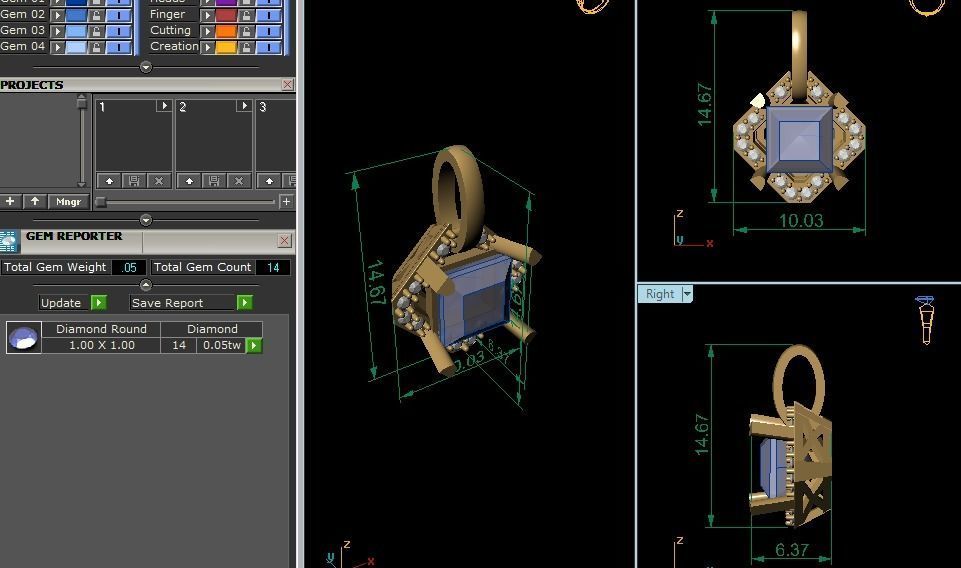 Solitaire Women Princess Stone Pendants 3D print model_12