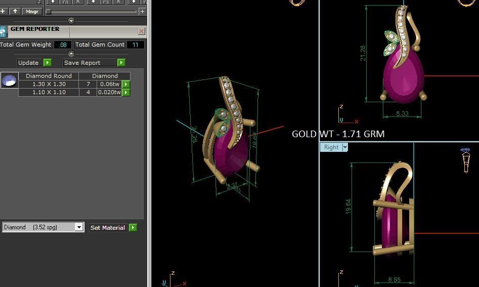 Solitaire Women Pear Diamond Pendants 3D print model_7