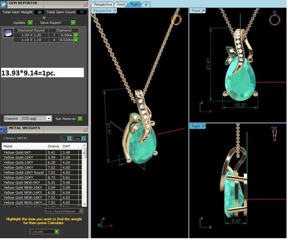 Solitaire Women Pear Diamond Pendants 3D print model_8