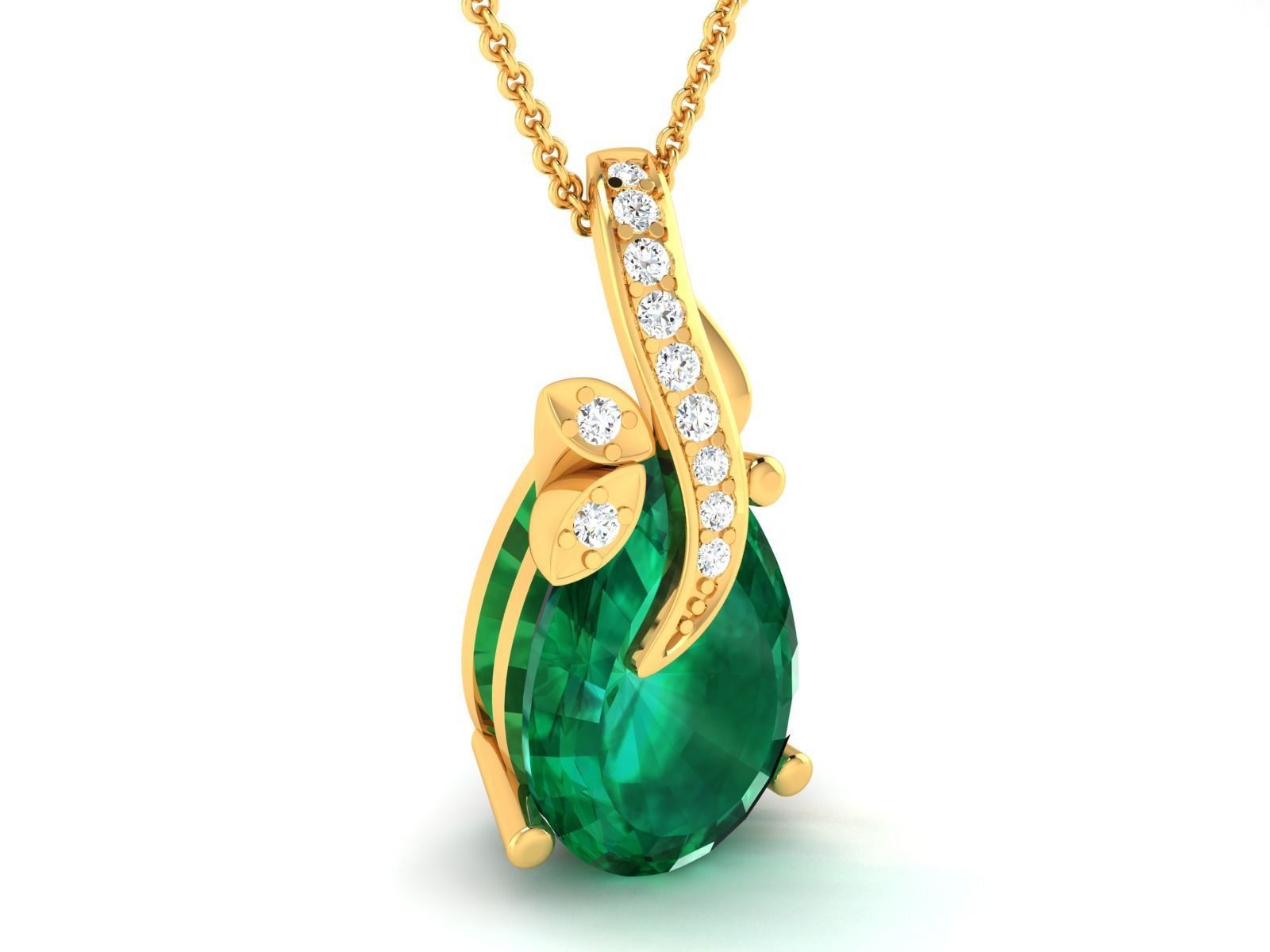 Solitaire Women Pear Diamond Pendants 3D print model_10
