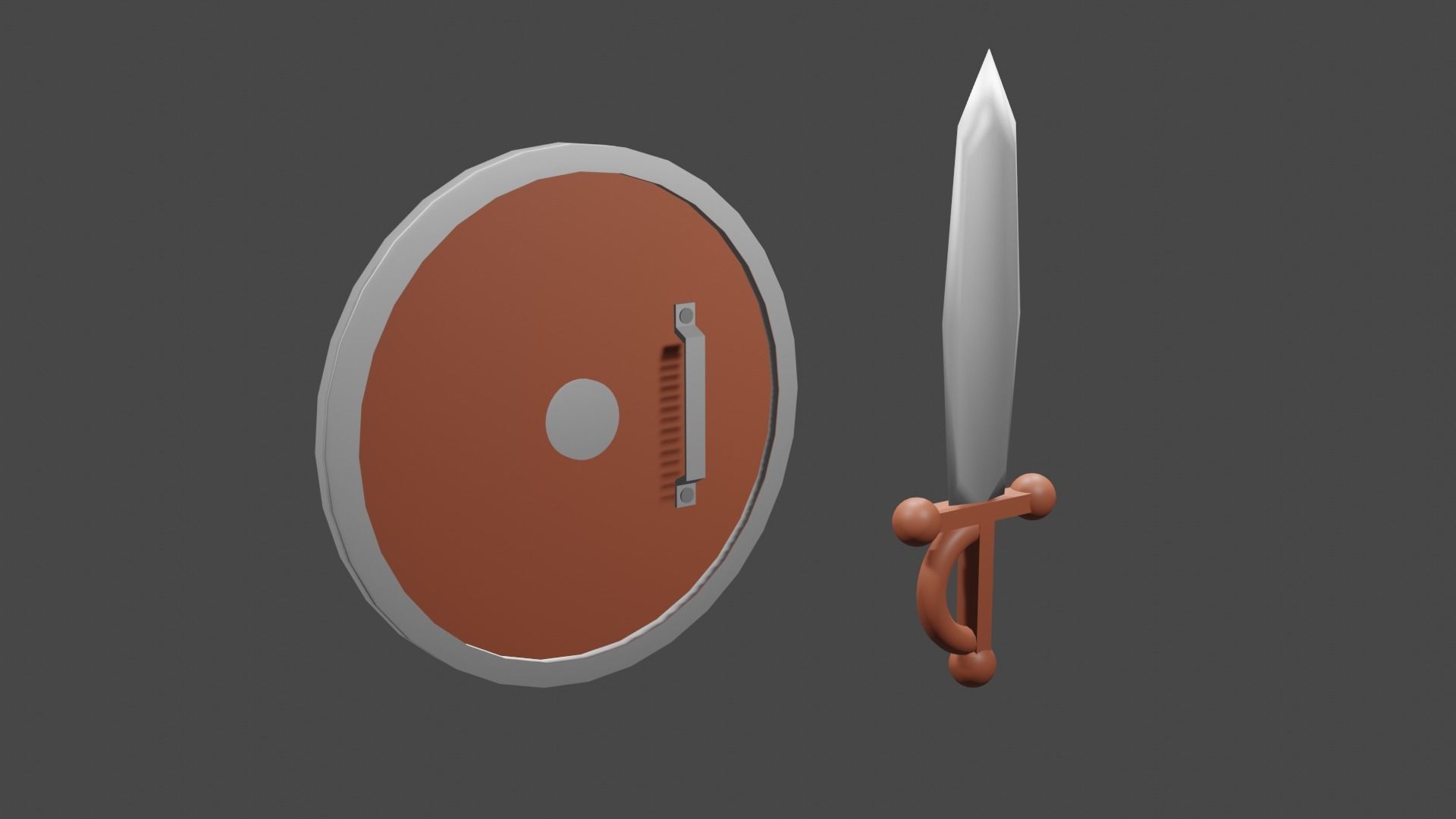 Sword And Shield Low-poly 3D model_1