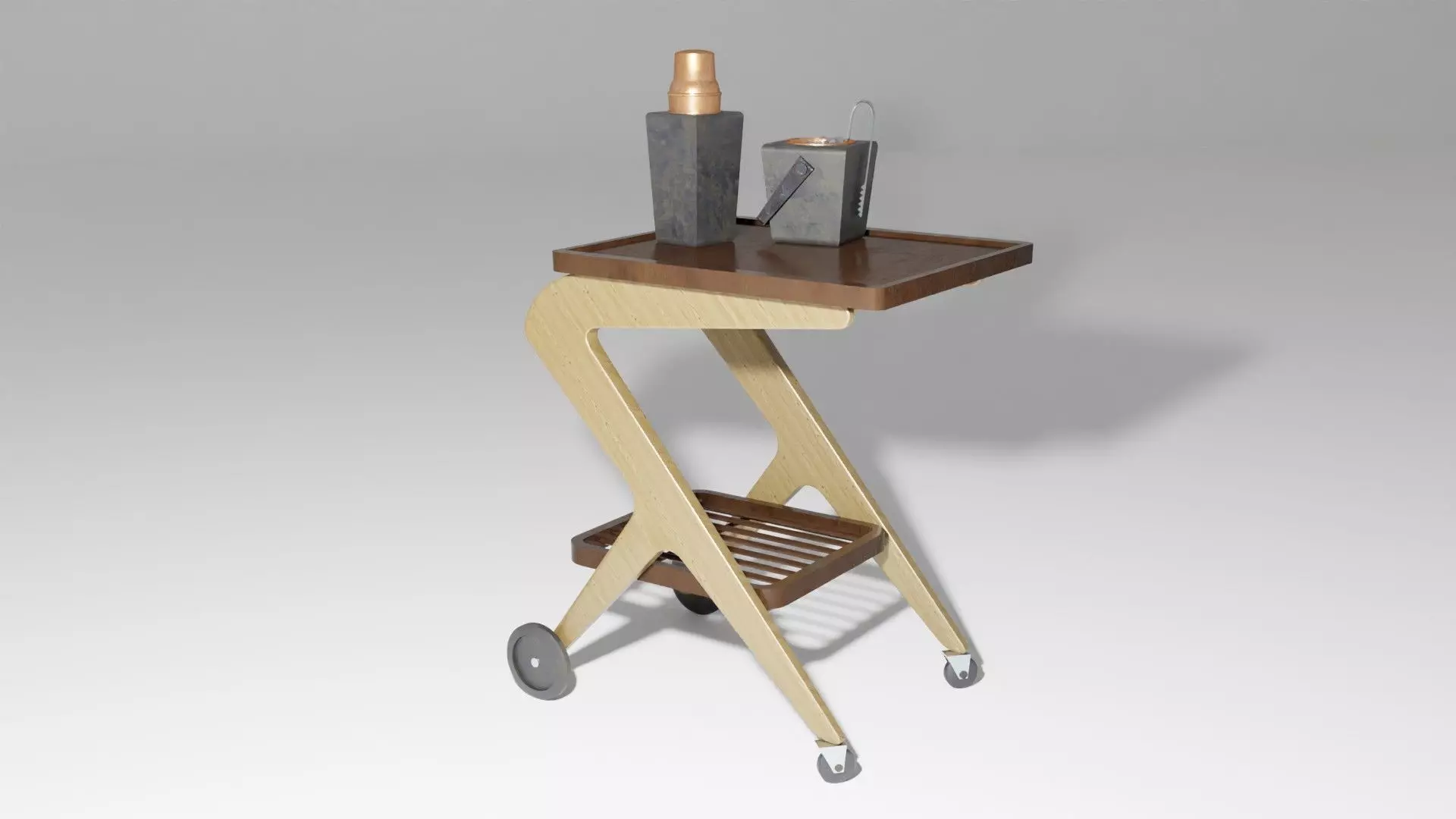 1950s Bar Trolley Low-poly 3D model