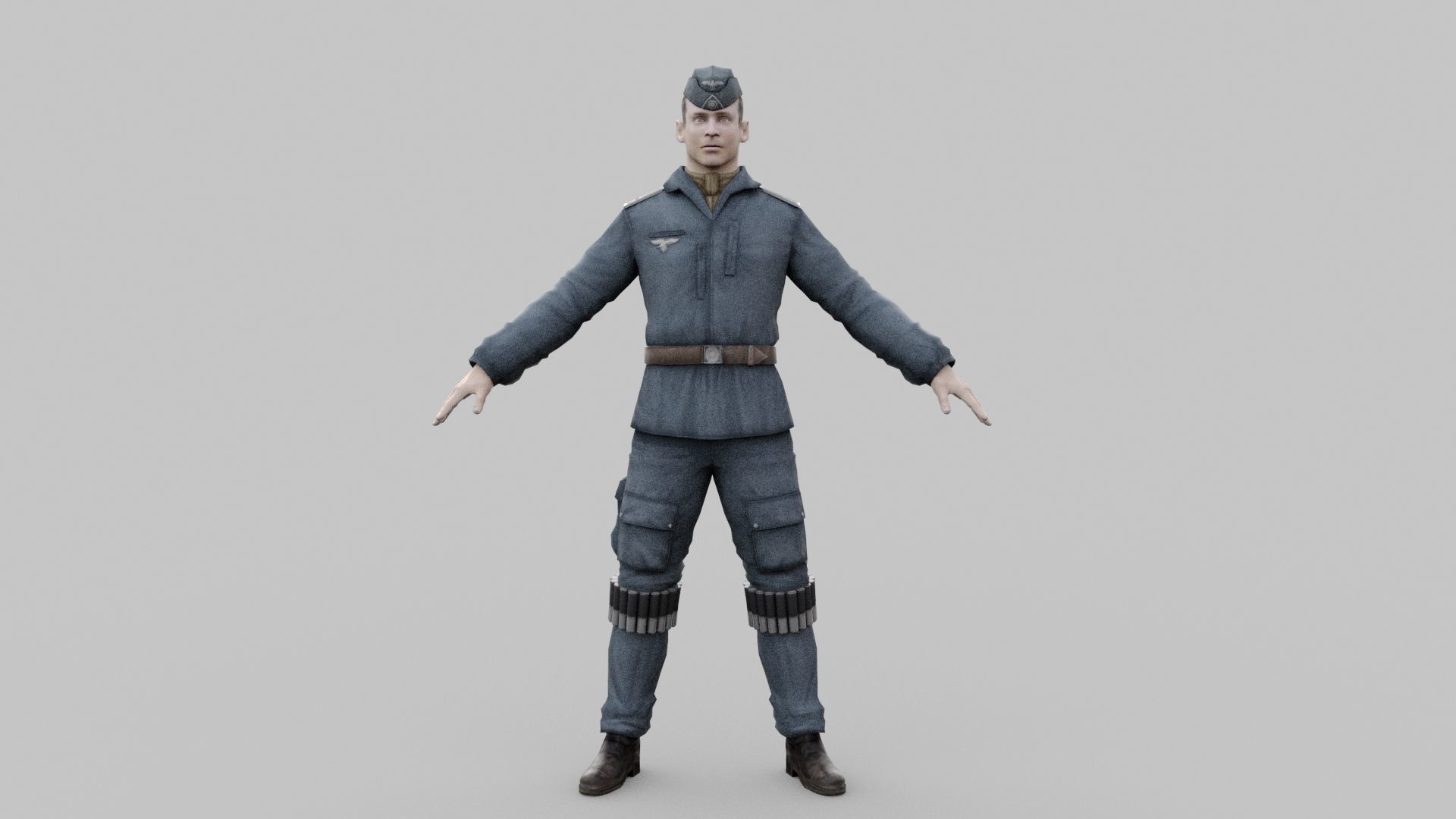 pilot luftwaffe Low-poly 3D model_1
