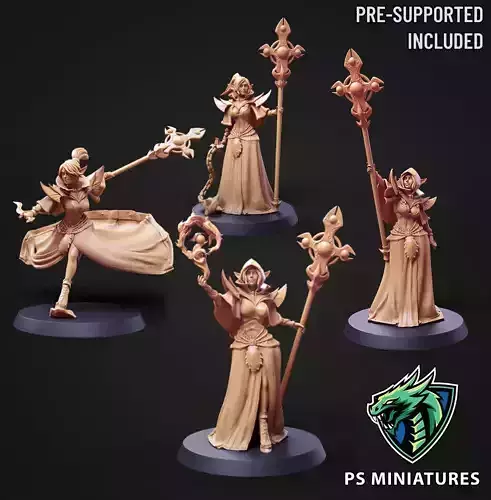 Drow Cleric Bundle - 4 Variants and Pinup Each 3D print model