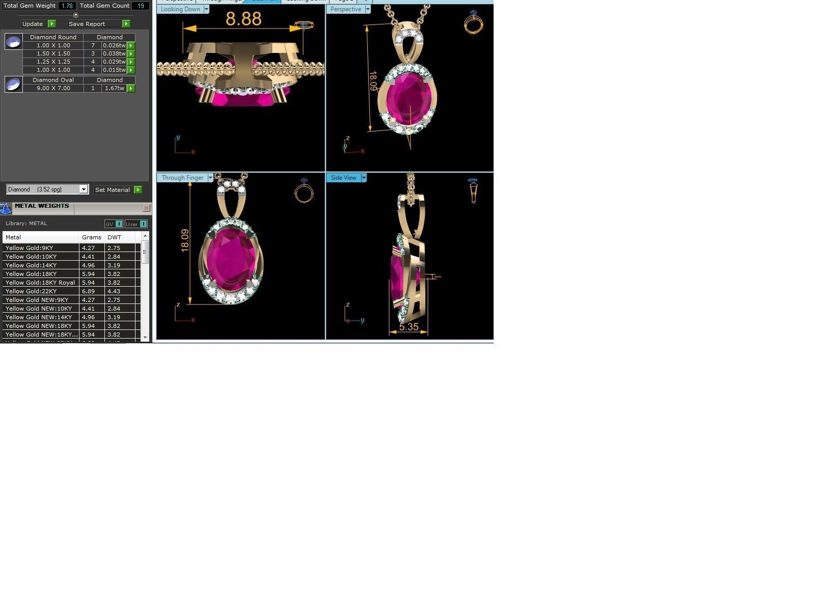 Solitaire Women Oval Diamond Pendants  3D print model_6