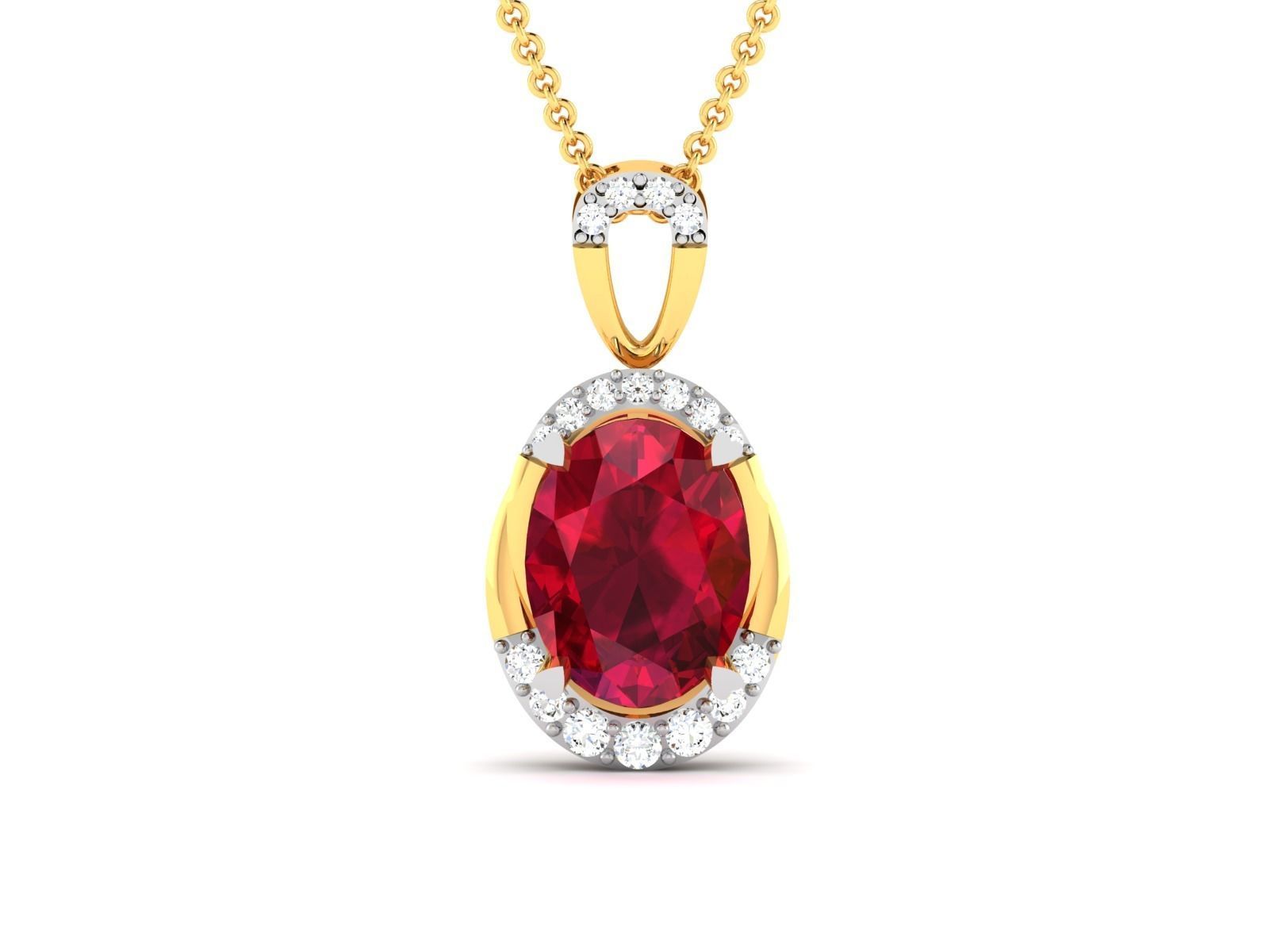 Solitaire Women Oval Diamond Pendants  3D print model_3