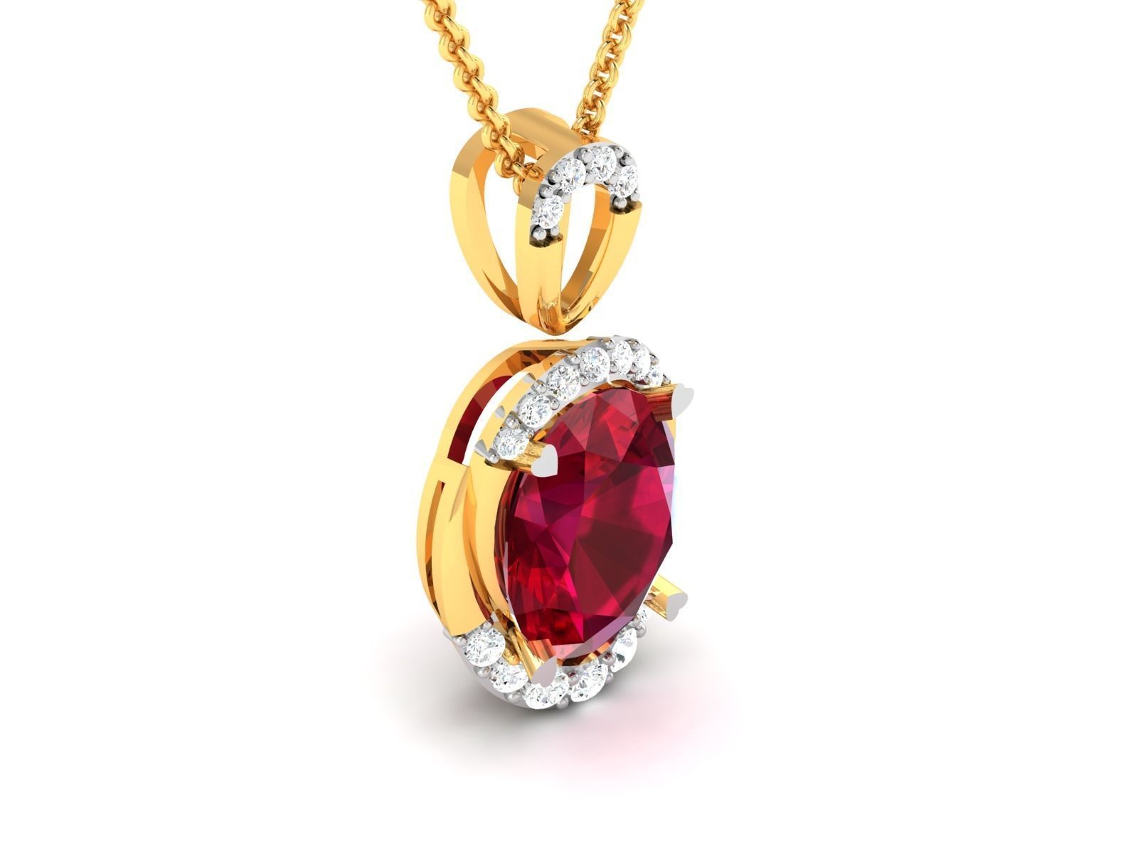 Solitaire Women Oval Diamond Pendants  3D print model_2