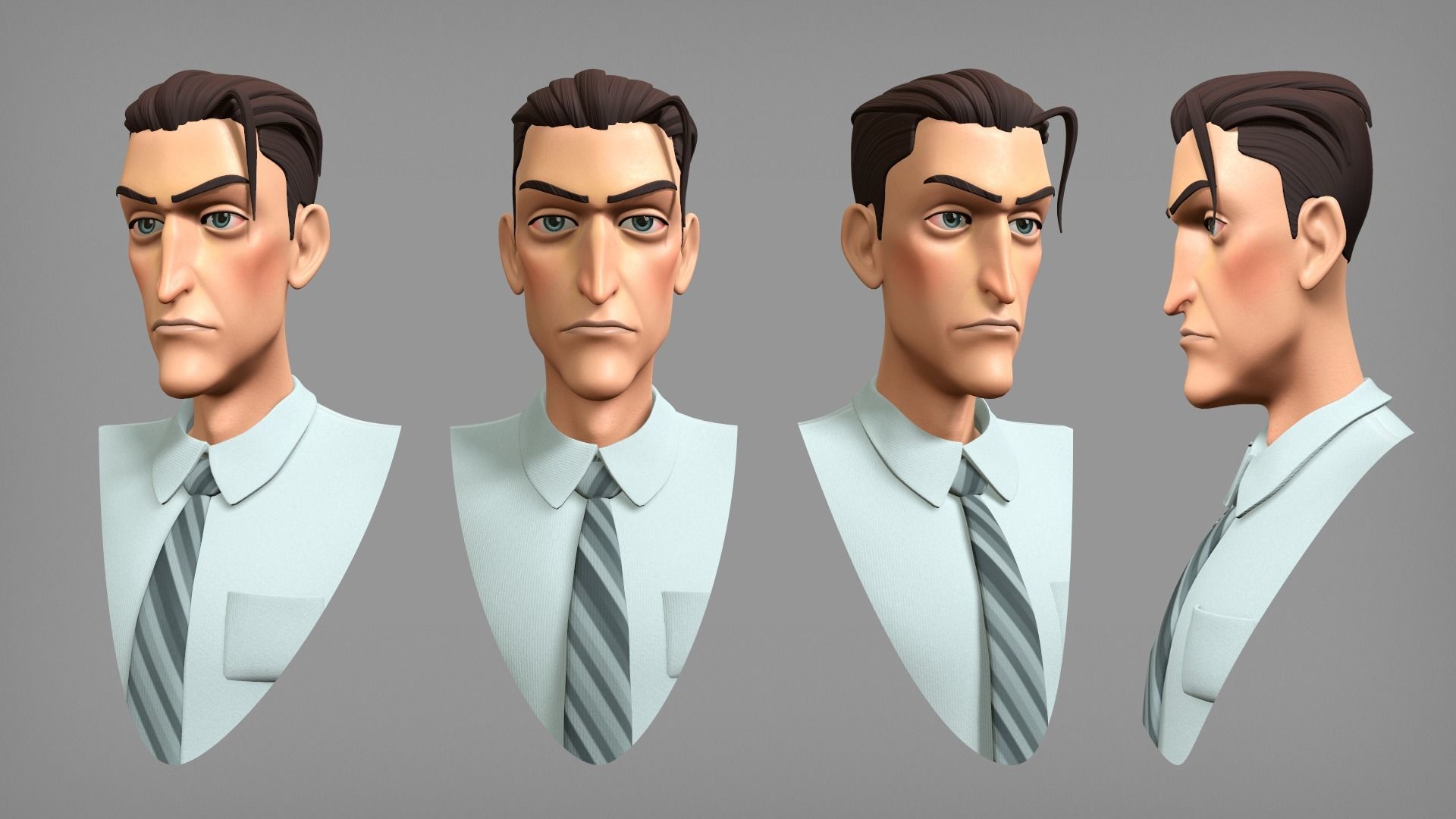 Cartoon male character Patrick base mesh Low-poly 3D model_6