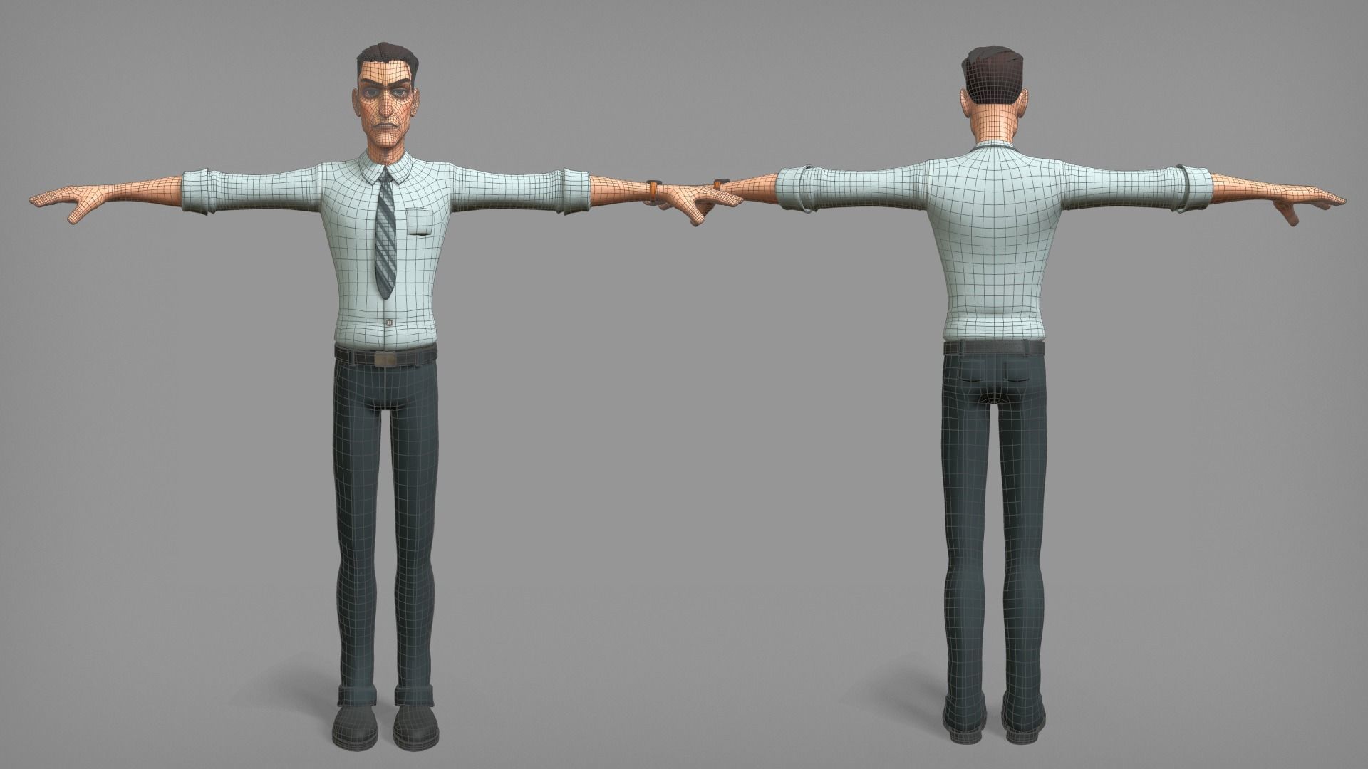 Cartoon male character Patrick base mesh Low-poly 3D model_3