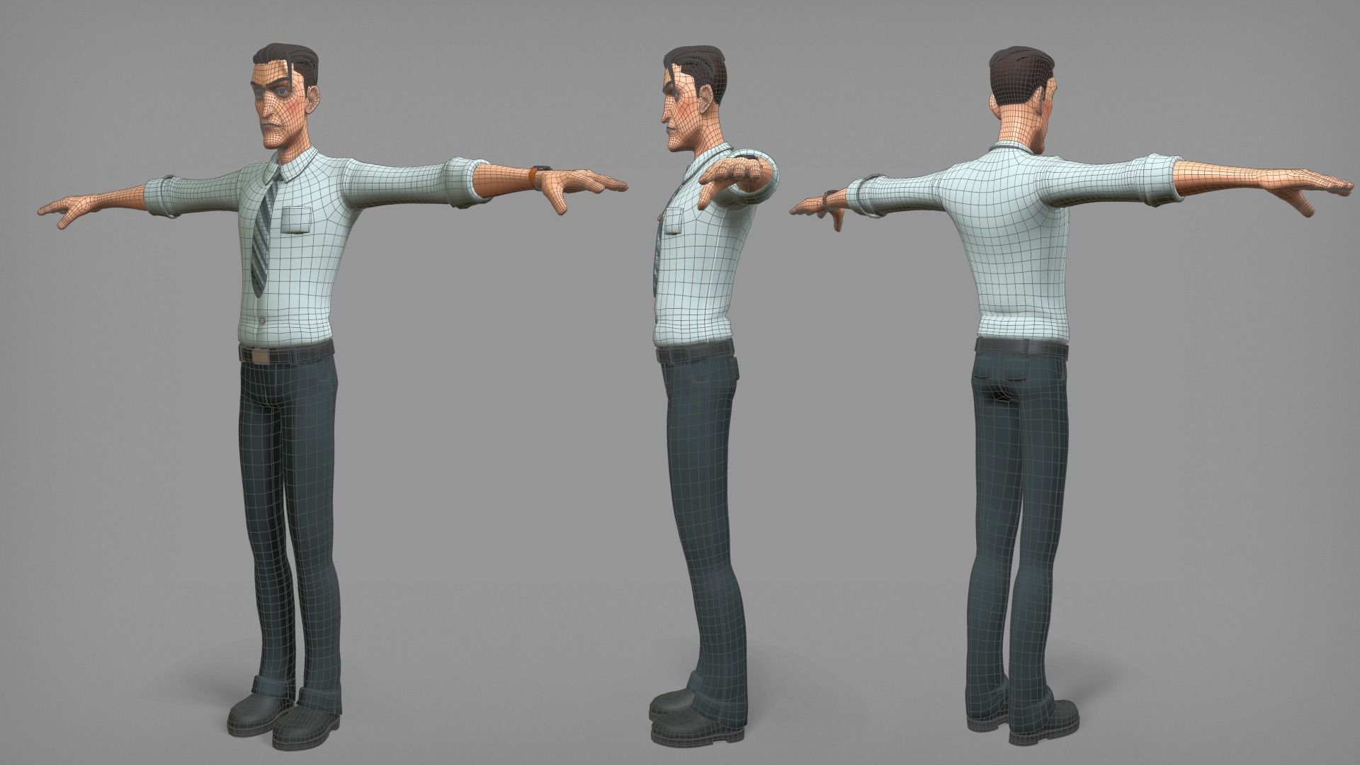Cartoon male character Patrick base mesh Low-poly 3D model_5