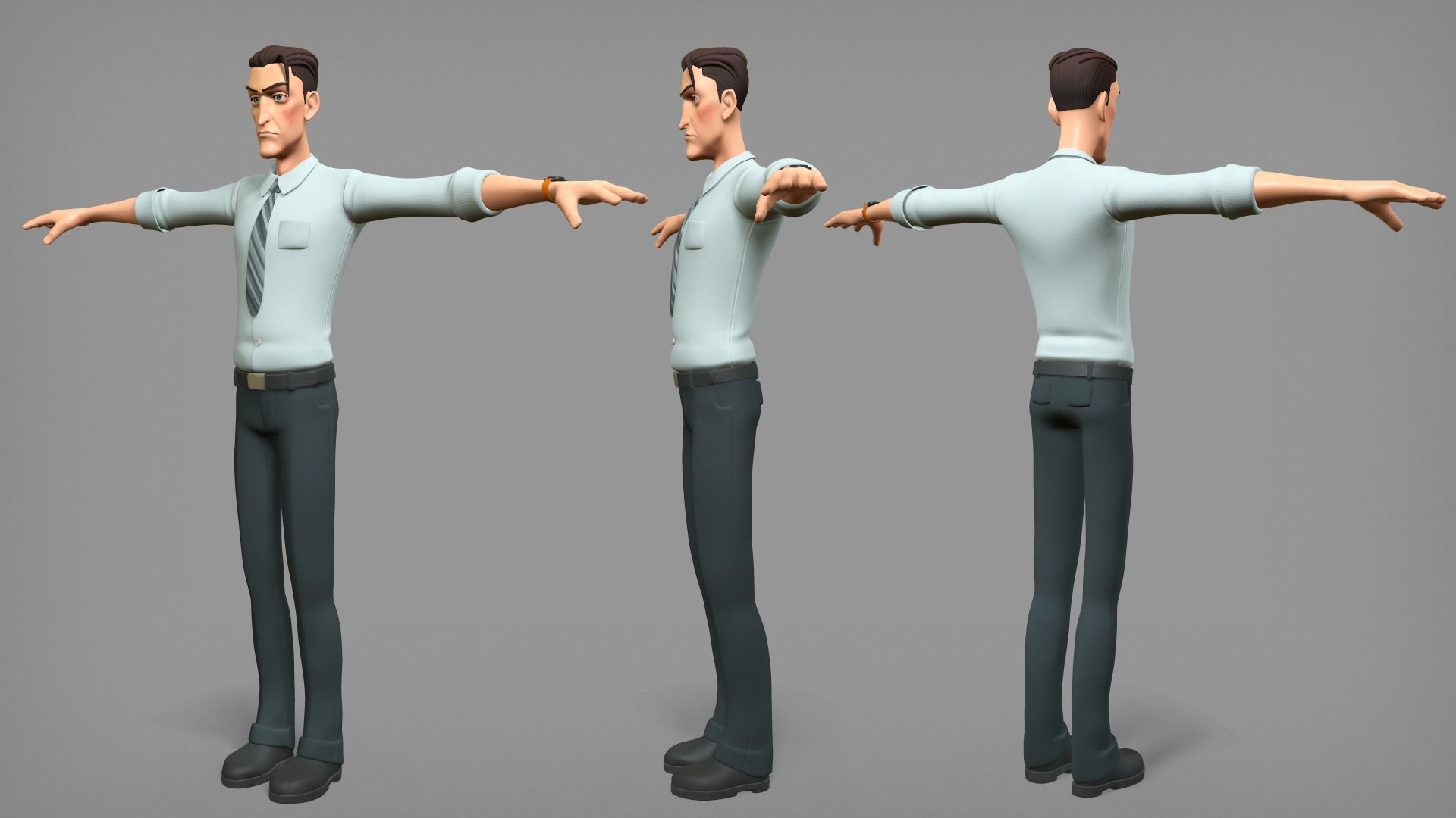 Cartoon male character Patrick base mesh Low-poly 3D model_4