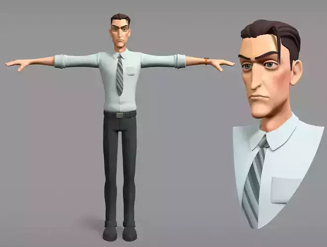 Cartoon male character Patrick base mesh Low-poly 3D model