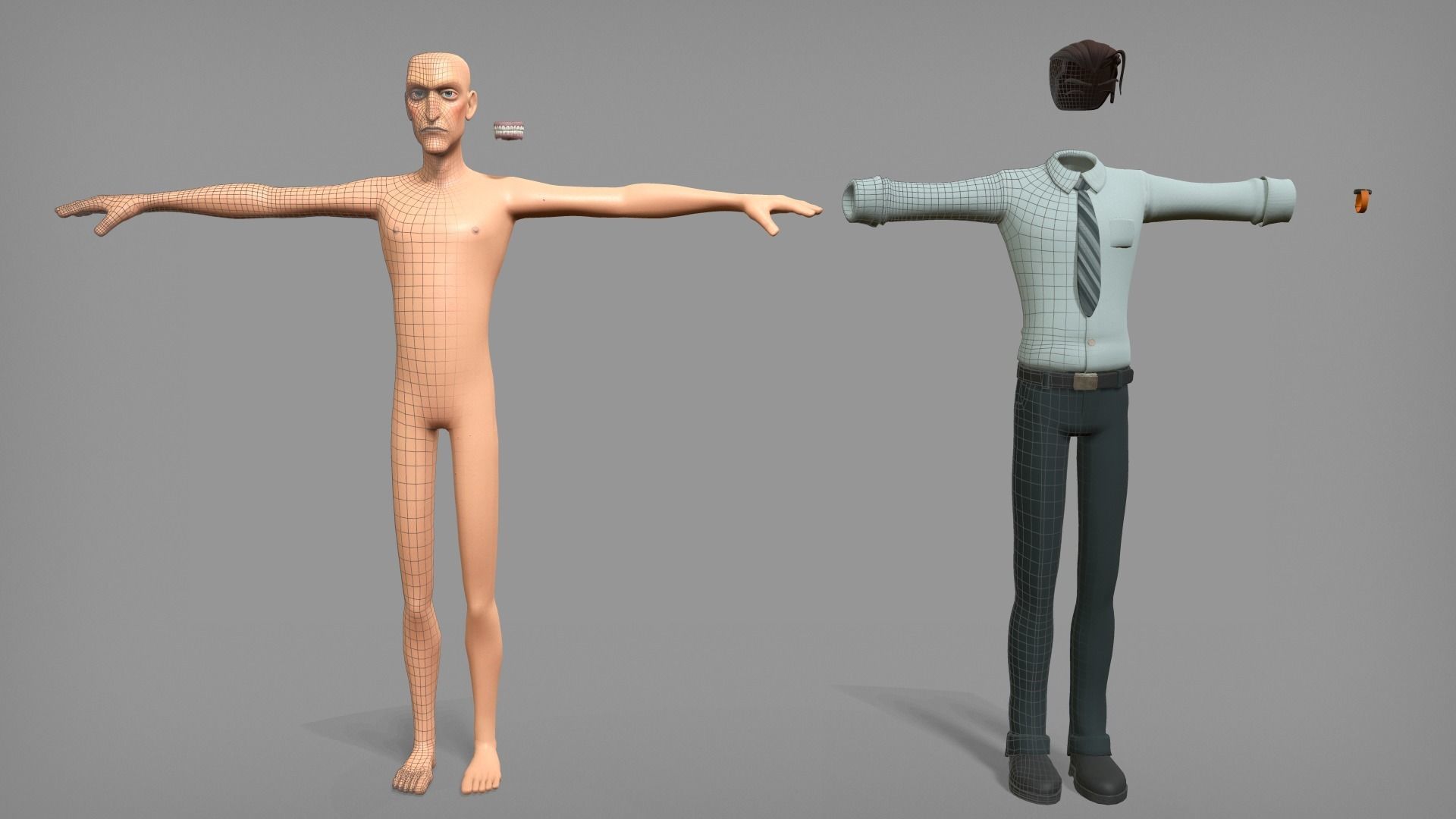 Cartoon male character Patrick base mesh Low-poly 3D model_8