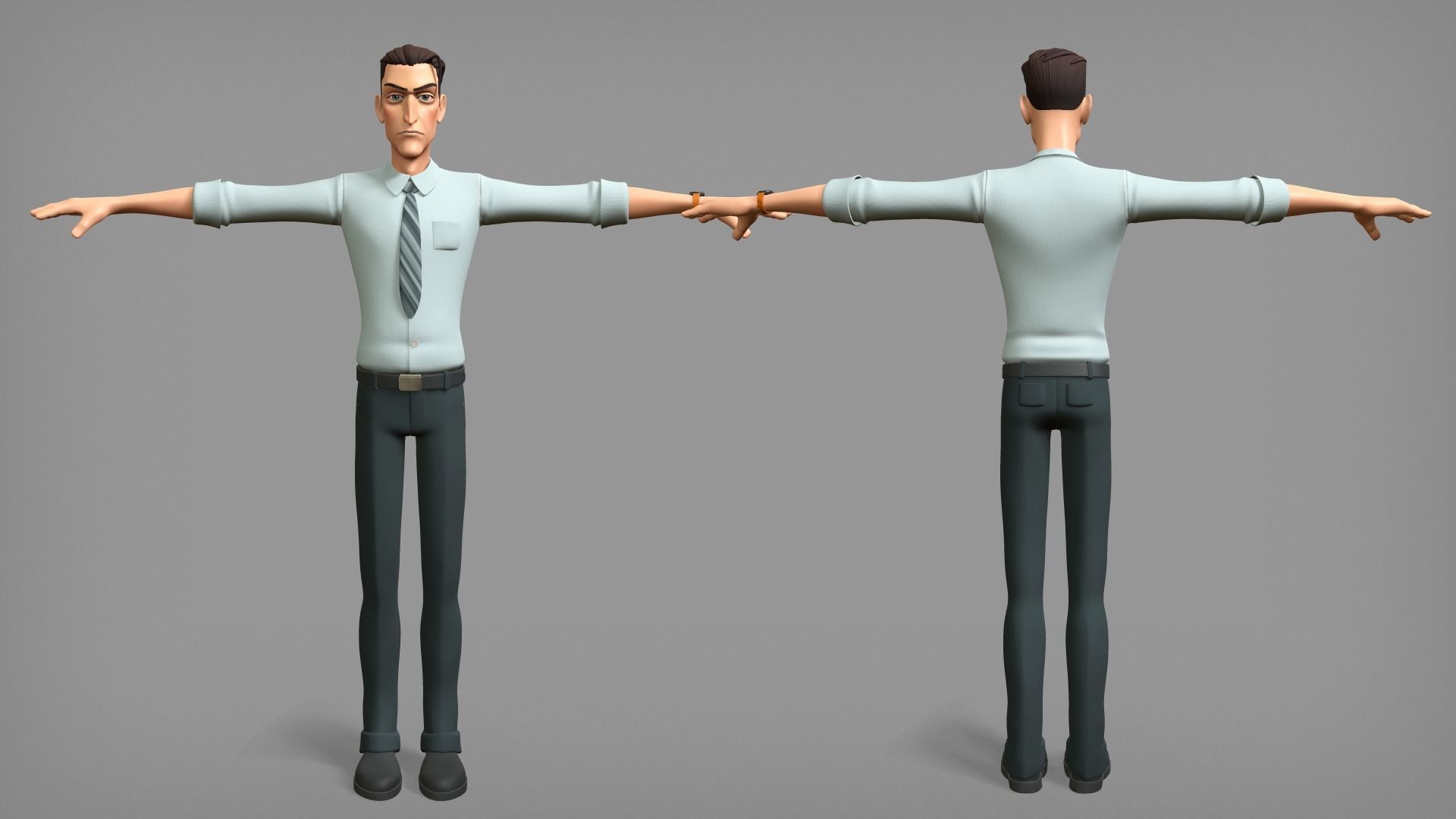 Cartoon male character Patrick base mesh Low-poly 3D model_2