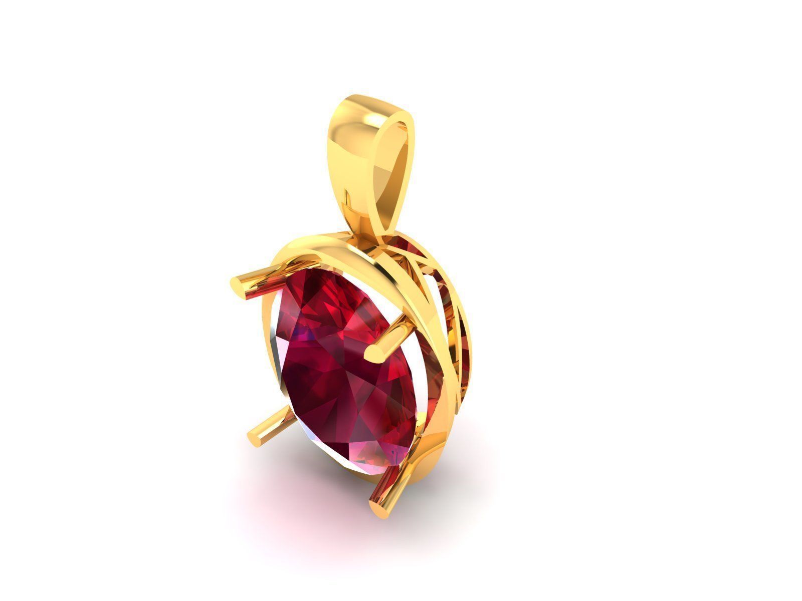 Solitaire Women Oval Stone Pendants  3D print model_6