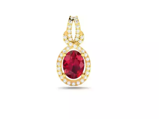Solitaire Women Oval Stone Pendants  3D print model