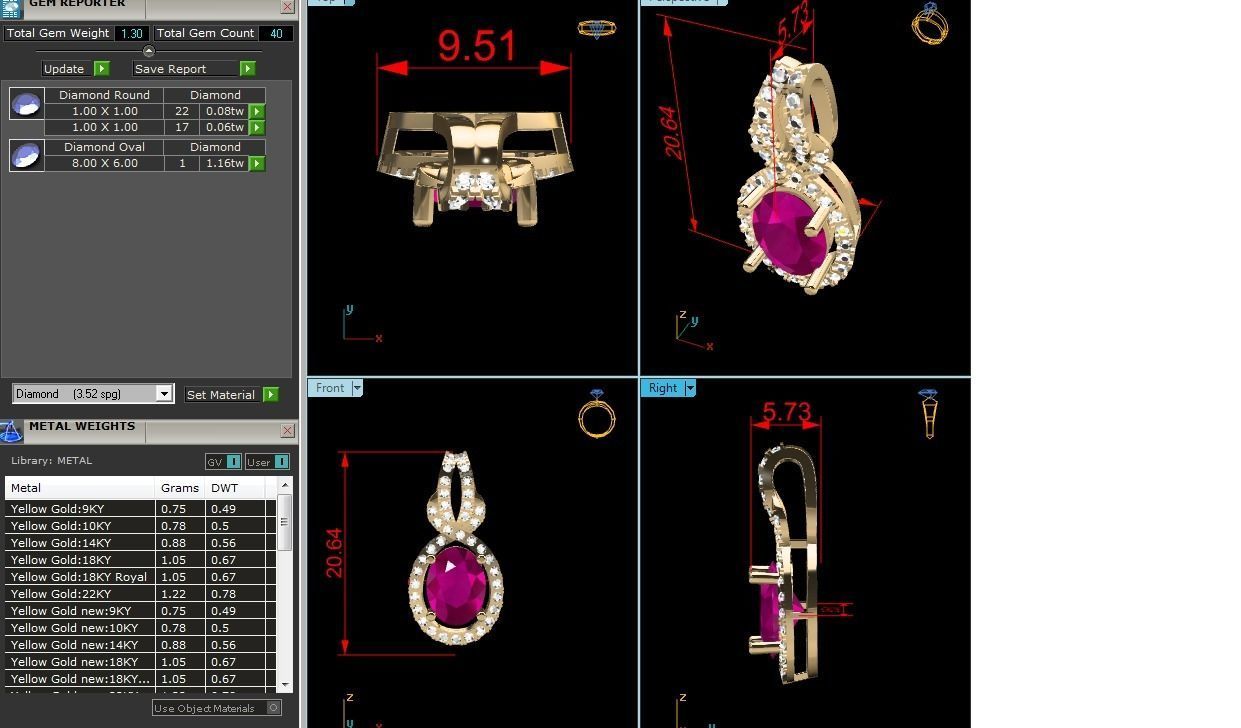 Solitaire Women Oval Stone Pendants  3D print model_6