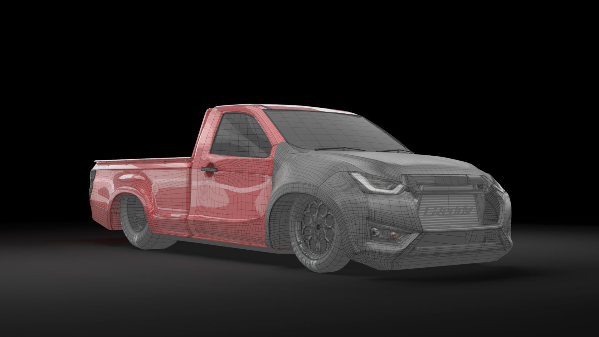 NEW ISUZU D MAX spark dragster racing style 3D model_10