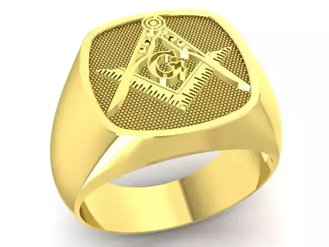 Masonic Compass Square Signet Ring for Men 3363
