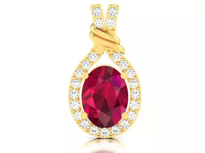 Solitaire Women Oval Diamond Pendants  3D print model