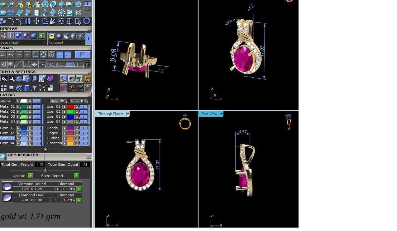 Solitaire Women Oval Diamond Pendants 3D print model_16