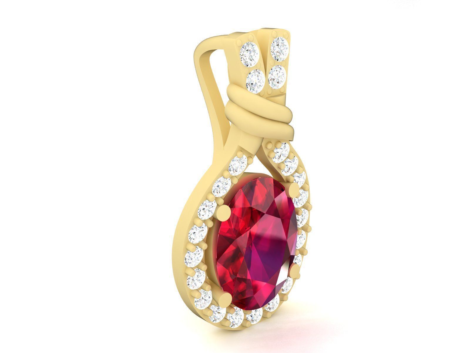 Solitaire Women Oval Diamond Pendants 3D print model_7