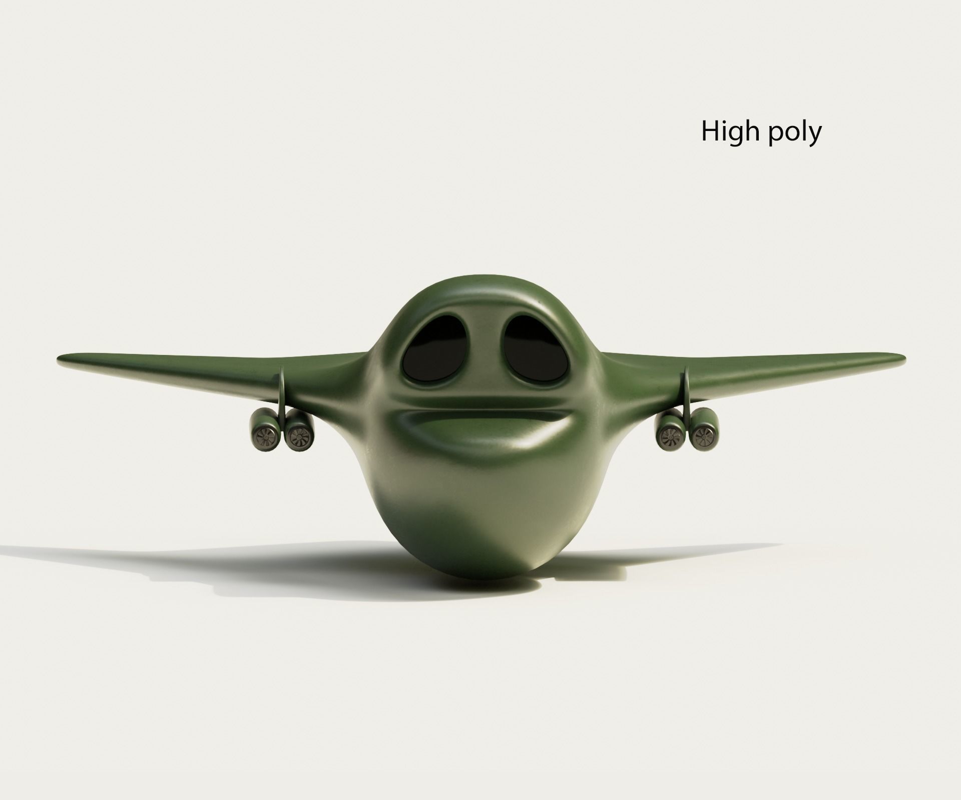 Cartoon Bomber Airplane Low-poly 3D model_12