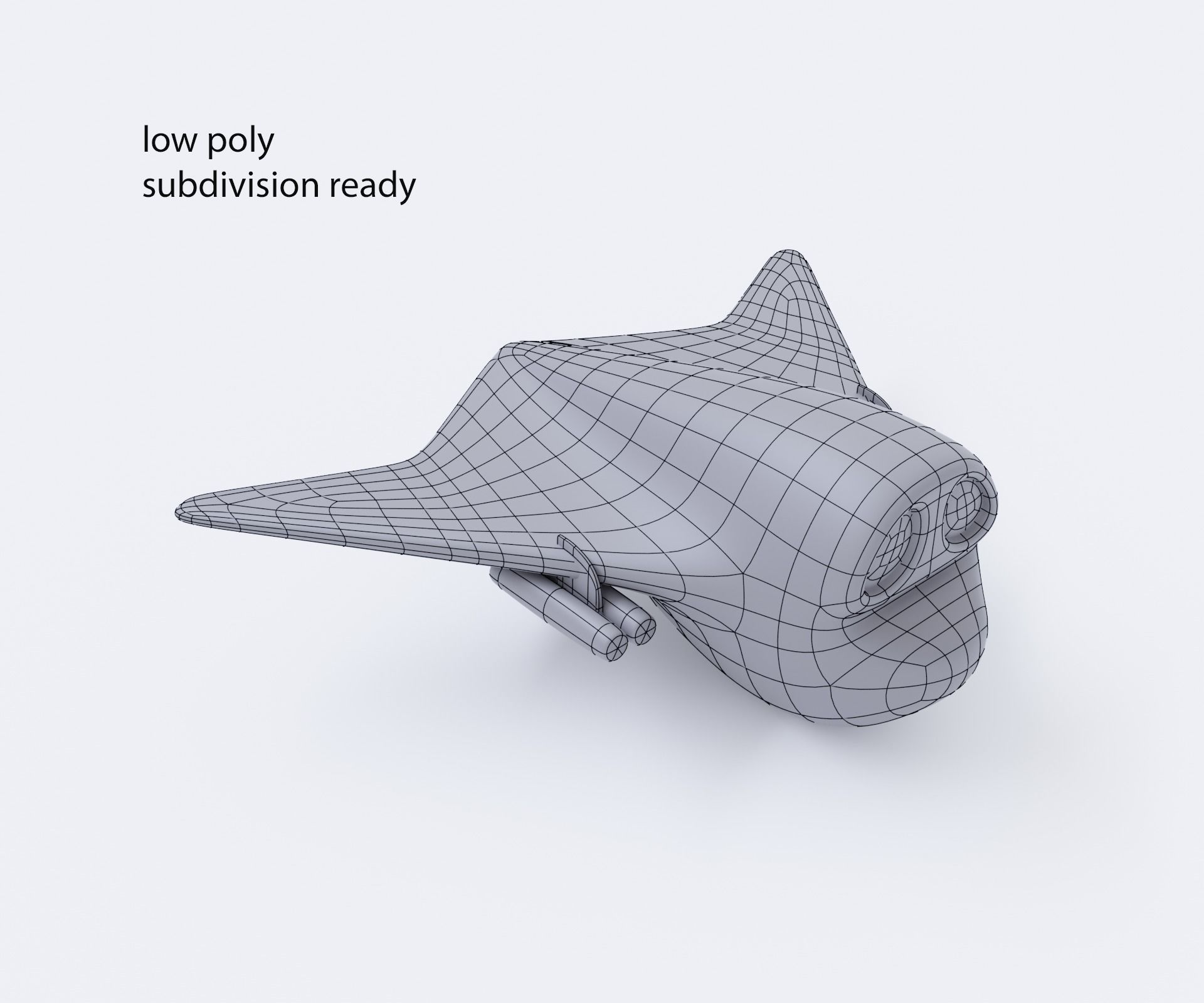 Cartoon Bomber Airplane Low-poly 3D model_15