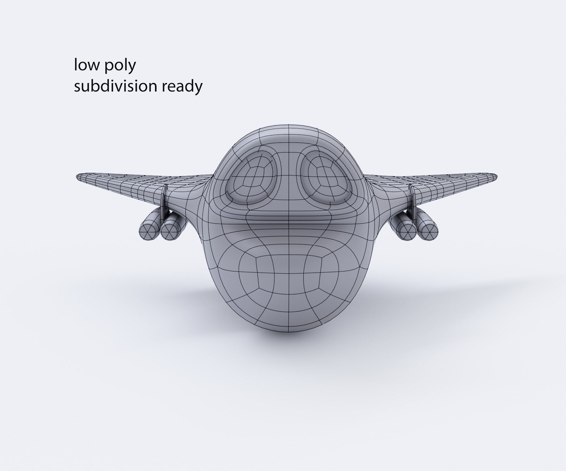 Cartoon Bomber Airplane Low-poly 3D model_16