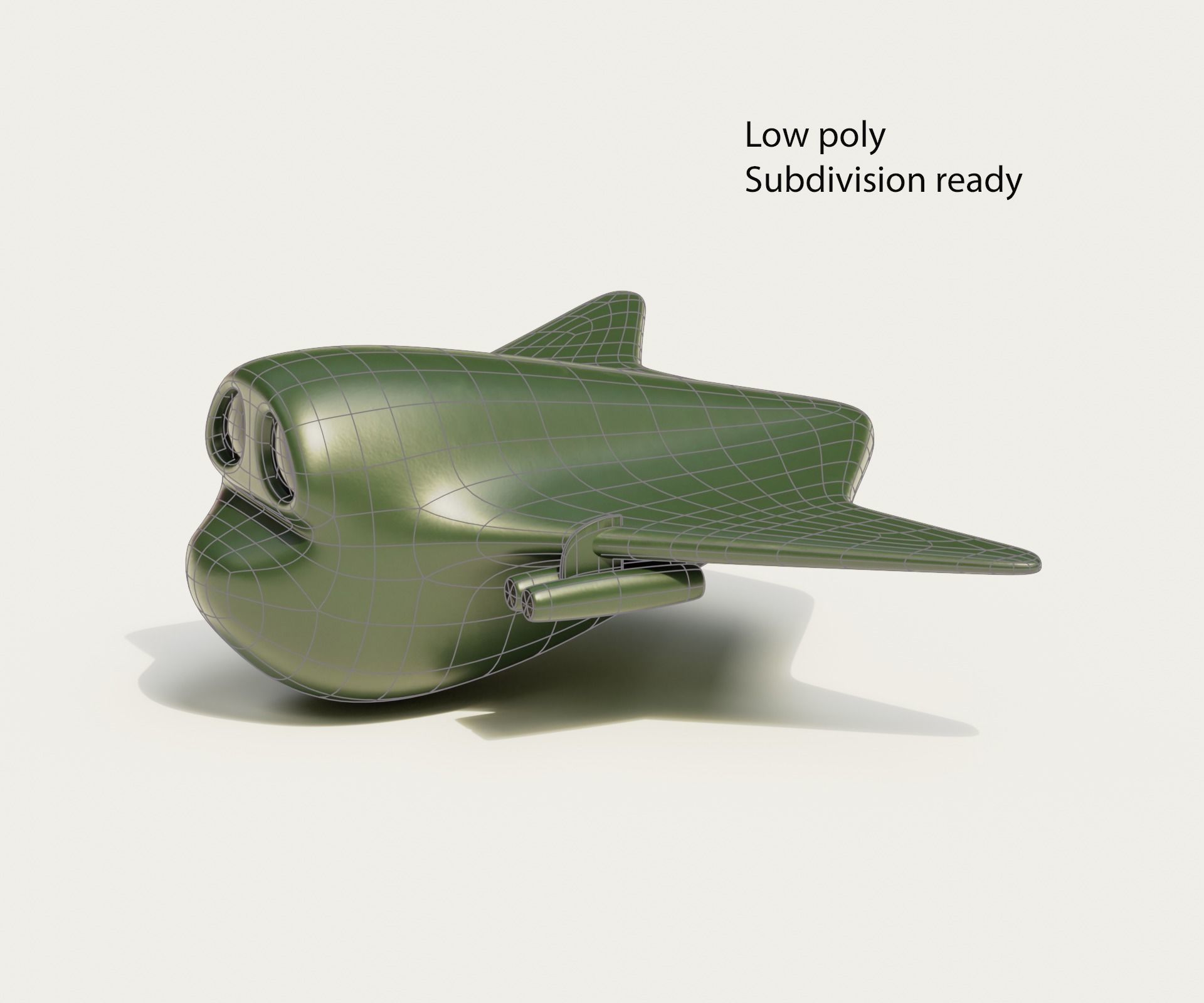 Cartoon Bomber Airplane Low-poly 3D model_1