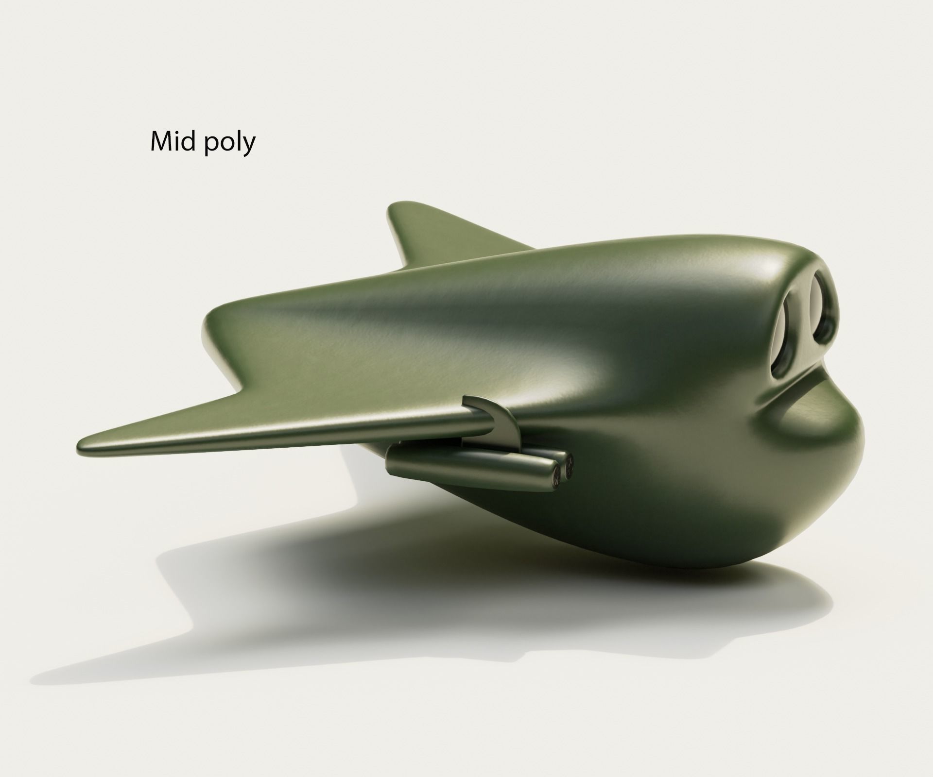 Cartoon Bomber Airplane Low-poly 3D model_2