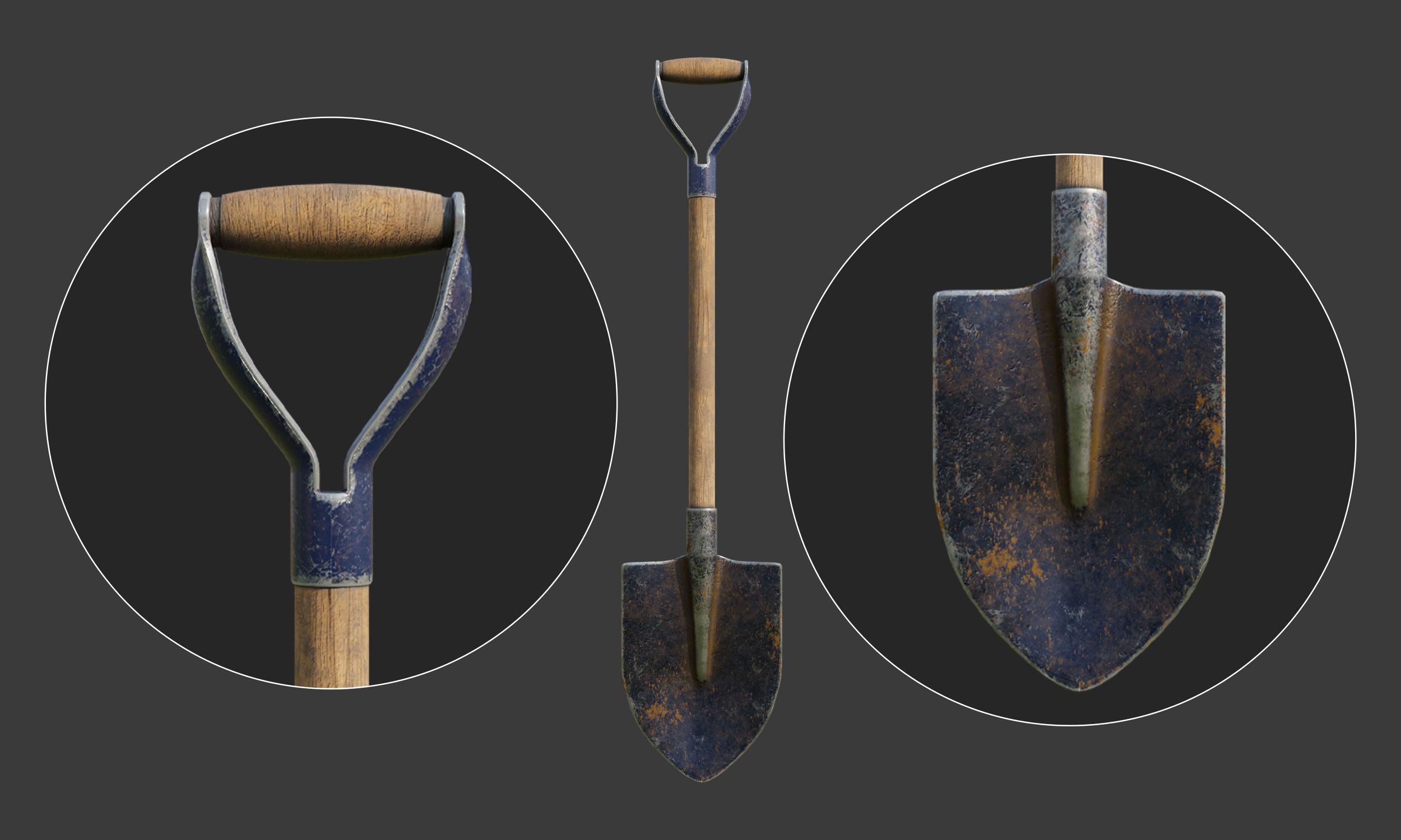 Shovel Spading Fork and Wheelbarrow Collection  3D model_1